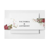 Bandeau De Faire-part Mariage de Noël Rouge Poinsettia (Devant Example)