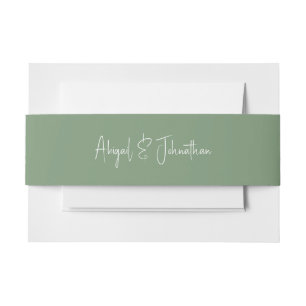 Bandeau De Faire-part Mariage de noms de script vert et blanc