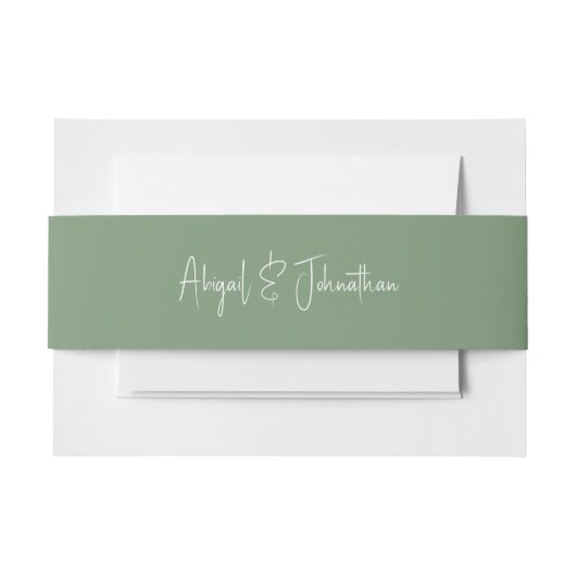 Bandeau De Faire-part Mariage de noms de script vert et blanc (Devant Example)