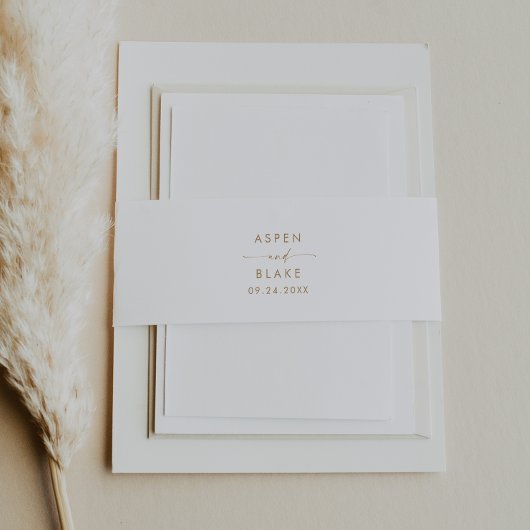 Bandeau De Faire-part Mariage de noms stylisés de script or moderne