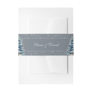 Bandeau De Faire-part Mariage de nuit enneigée en forêt hivernale