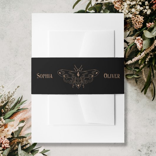 Bandeau De Faire-part Mariage de papillon gothique noir