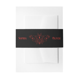 Bandeau De Faire-part Mariage de papillon gothique noir et rouge