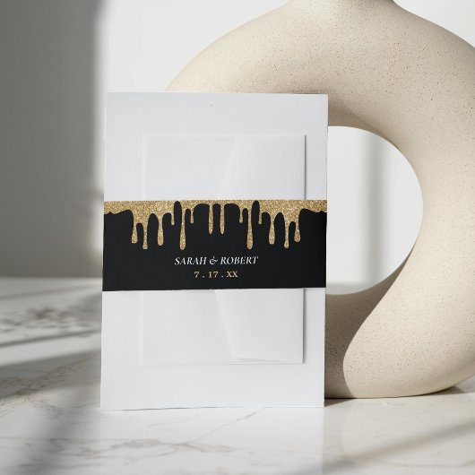 Bandeau De Faire-part Mariage de Parties scintillant Black & Gold