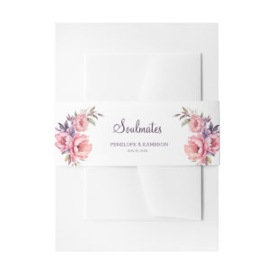 Bandeau De Faire-part Mariage de pivoine d'aquarelle Soulmates