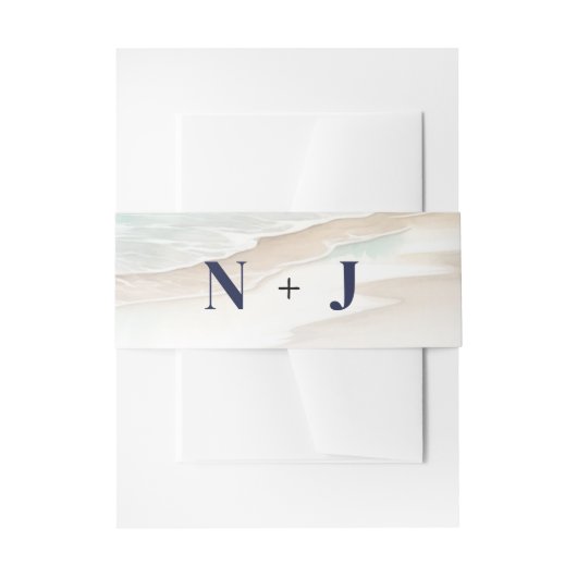 Bandeau De Faire-part Mariage de plage à l'aquarelle vague côte rustique (Devant example)