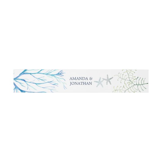 Bandeau De Faire-part Mariage de plage d'algues d'aquarelle (Plat)