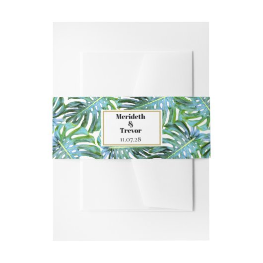 Bandeau De Faire-part Mariage de plage moderne Tropical Leaf (Devant example)