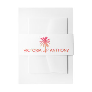 Bandeau De Faire-part Mariage de plage Tropical Sunset Palm Tree Beach
