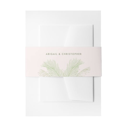 Bandeau De Faire-part Mariage de plage tropicale Feuille rose et verte (Devant example)