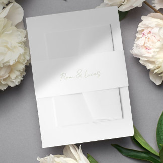 Bandeau De Faire-part Mariage de script blanc et vert chic