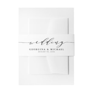 Bandeau De Faire-part Mariage de script de Dainty minimaliste noir