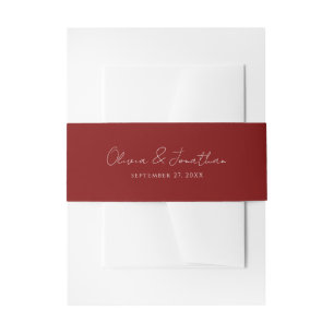 Bandeau De Faire-part Mariage de script manuscrit rouge Crimson simple