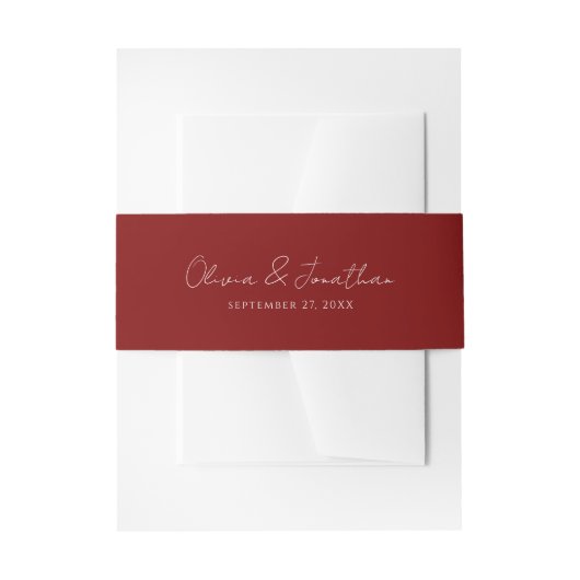 Bandeau De Faire-part Mariage de script manuscrit rouge Crimson simple (Devant example)