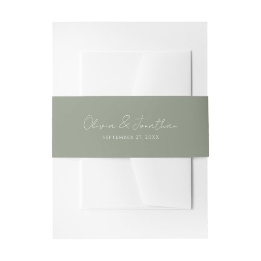 Bandeau De Faire-part Mariage de script manuscrit vert Sage simple (Devant example)