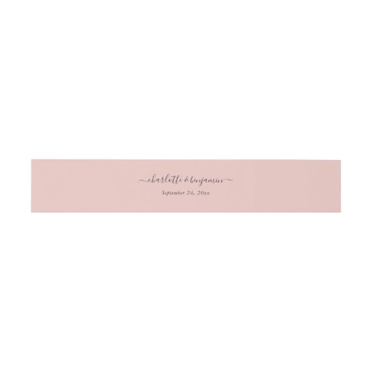 Bandeau De Faire-part Mariage de script moderne Blush Navy (Plat)