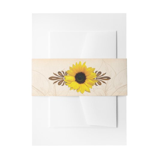Bandeau De Faire-part Mariage de tournesol en bois rustique (Devant example)