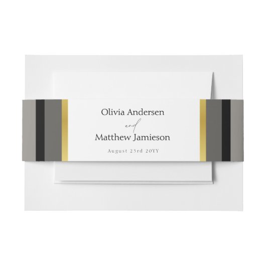 Bandeau De Faire-part Mariage de typographie Elegant Black Grey Gold Str (Devant Example)