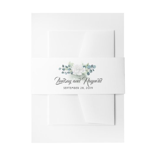 Bandeau De Faire-part Mariage de verdure et de fleurs blanches (Devant example)