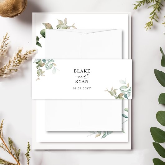 Bandeau De Faire-part Mariage de verdure Eucalyptus sur mesure