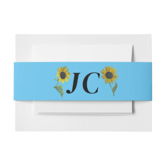 Bandeau De Faire-part mariage décontracté de tournesols et initiales de