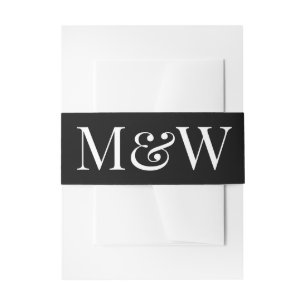 Bandeau De Faire-part Mariage des initiales du Monogramme noir moderne