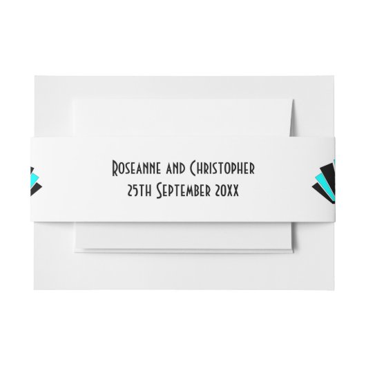 Bandeau De Faire-part Mariage design Art déco bleu (Devant Example)