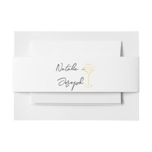 Bandeau De Faire-part Mariage d'été Champagne Jaune Dessin à la Main Rét