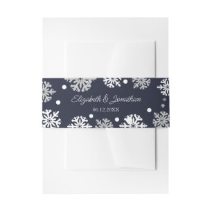 Bandeau De Faire-part Mariage d'hiver aux flocons de neige bleu marine