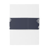Bandeau De Faire-part Mariage d'hiver aux flocons de neige bleu marine (Dos Example)