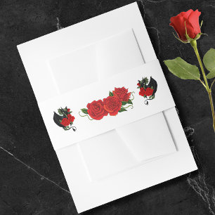 Bandeau De Faire-part Mariage d'Imaginaire Black Dragon Red Roses