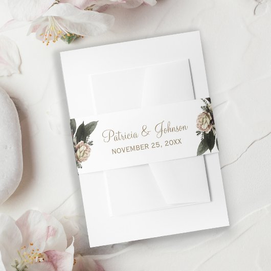 Bandeau De Faire-part Mariage d'ivoire d'hiver fleuri