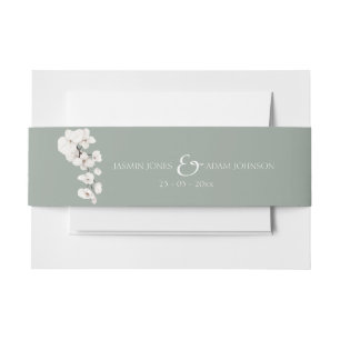 Bandeau De Faire-part Mariage d'orchidée blanche moderne Sage Green