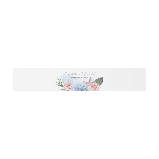 Bandeau De Faire-part Mariage Dusty Blue et Blush Beach (Plat)