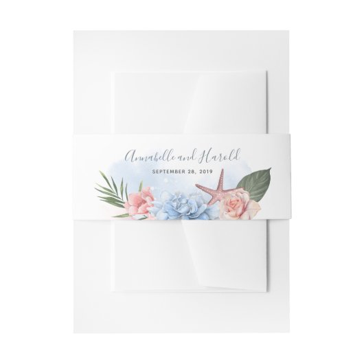 Bandeau De Faire-part Mariage Dusty Blue et Blush Beach (Devant example)