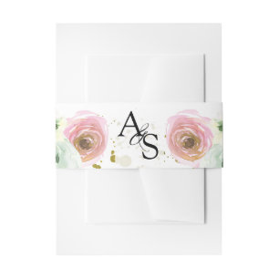 Bandeau De Faire-part Mariage éclaboussures de rose blanc & rouge doré