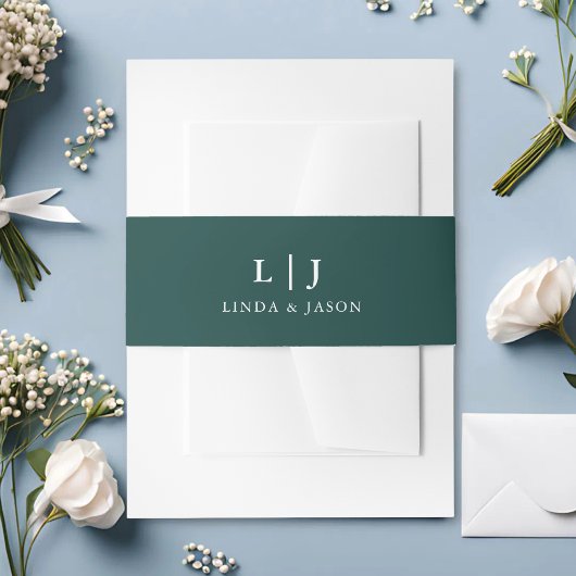 Bandeau De Faire-part Mariage Editable de couples de monogramme de vert 