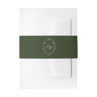 Bandeau De Faire-part Mariage élégant à monogramme vert olive