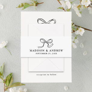Bandeau De Faire-part Mariage Élégant avec un Nœud Noir