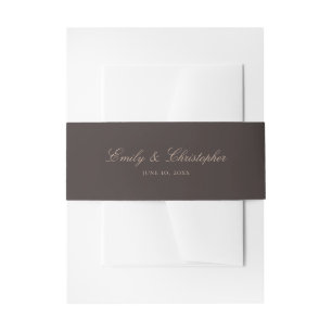 Bandeau De Faire-part Mariage Élégant Brun Classique Noms et Date