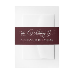 Bandeau De Faire-part Mariage Élégant Calligraphie Rouge Vin
