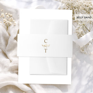 Bandeau De Faire-part Mariage élégant classe blanc et or monogramme
