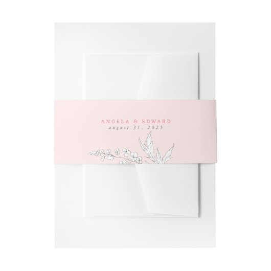 Bandeau De Faire-part Mariage élégant Fleur sauvage rose à la main (Devant example)