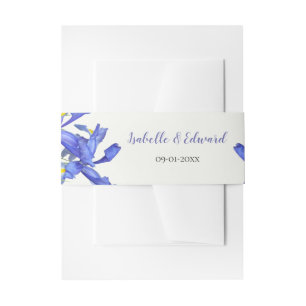 Bandeau De Faire-part Mariage Élégant Fleurs Bleues Aquarelle