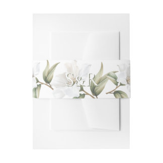 Bandeau De Faire-part Mariage Élégant Magnolia Blanc Oriental
