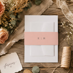 Bandeau De Faire-part Mariage Élégant Minimaliste Monogramme Corail Mode
