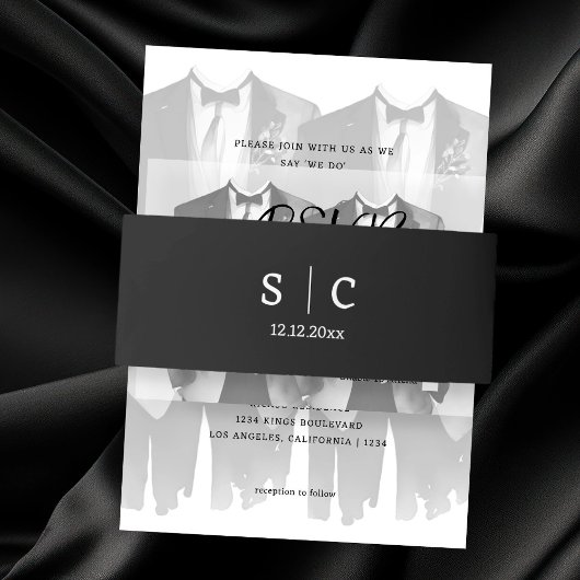 Bandeau De Faire-part Mariage élégant moderne Monogrammé