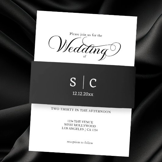 Bandeau De Faire-part Mariage élégant moderne Monogrammé