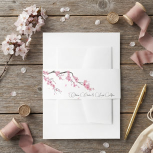 Bandeau De Faire-part Mariage Élégant Moderne Rose Fleur de Cerisier