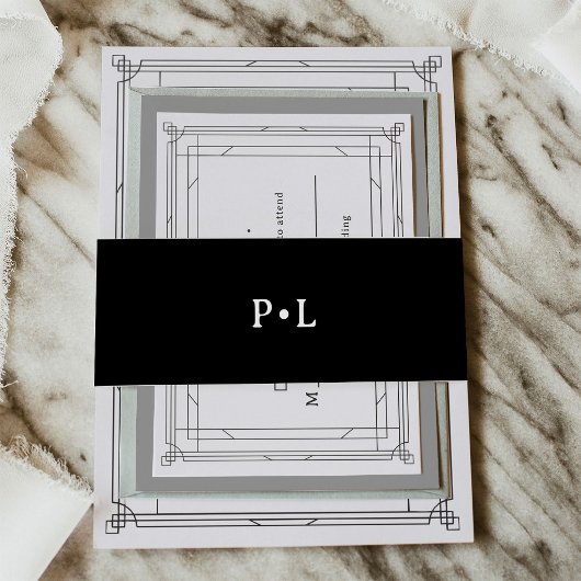 Bandeau De Faire-part Mariage Élégant Monogramme